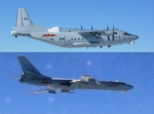 中國轟6運8編隊穿越島鏈 日戰機升空應對 中國轟6運8編隊穿越島鏈 日戰機升空應對