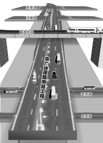 在與南四環交叉口設置全互通立交，跨越豫一路、中州大道后和繞城高速銜接，在中州大道和繞城高速建設組合立