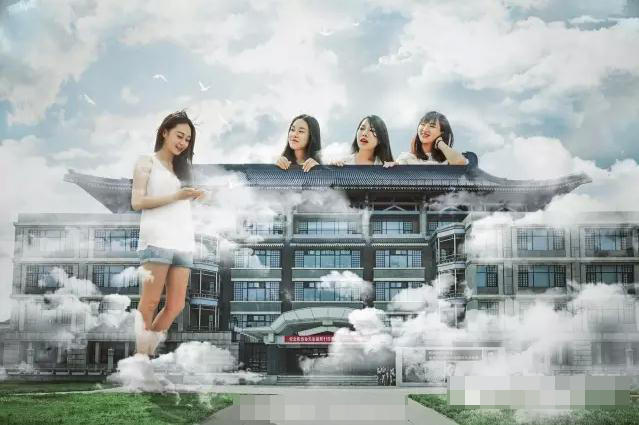 大學畢業爭拍創意照 北大女生化身巨人