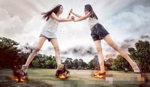 大學畢業爭拍創意照 北大女生化身巨人