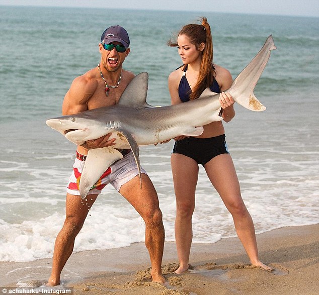 男子徒手抓鯊魚走紅網絡 男子徒手抓鯊魚走紅網絡