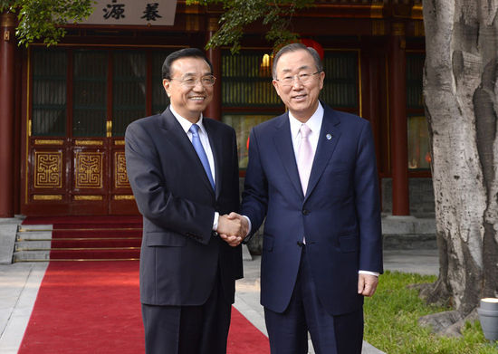 國務院李克強會見聯合國秘書長潘基文