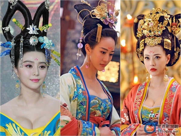 范冰冰、張鈞甯、周海媚，在《武媚娘》中爆乳演出