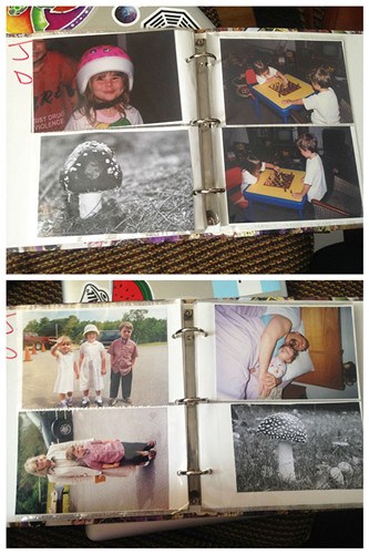 圖五：這位老爹最神的是，把一棵蘑菇的照片放進了家庭相冊里，真正地作為家人來對待。