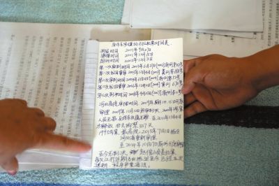 原偉東的姐姐記錄的案件時間表。 原偉東的姐姐記錄的案件時間表。