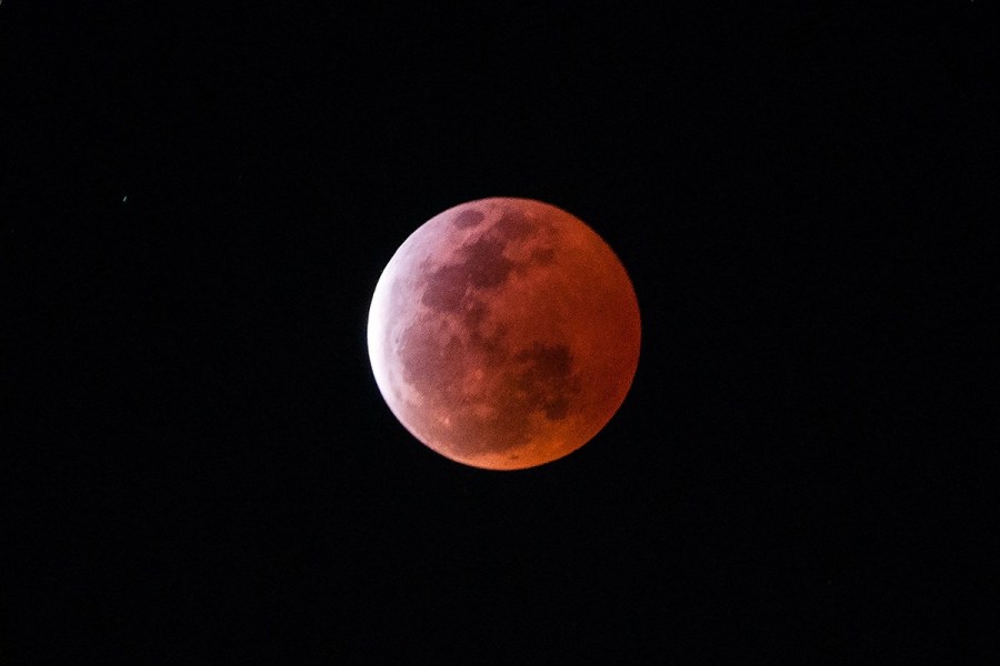 4月4日，福州上空出現紅月亮。楊婀娜/CFP