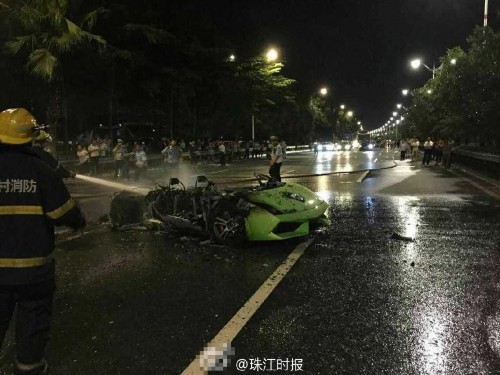 蘭博基尼跑車撞貨車燒成廢鐵 司機當場死亡 蘭博基尼跑車撞貨車燒成廢鐵 司機當場死亡