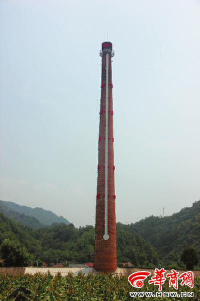 昨日中午，68米高的“溫度計”最上端，顯示著實時溫度